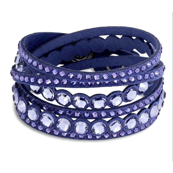Swarovski Slake Mauve Purple Dot Wrap Bracelet with double snap closure NWT - Picture 1 of 4
